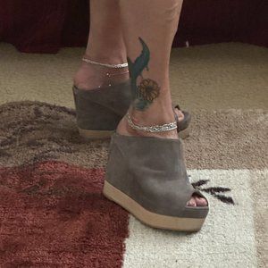 Jeffrey Campbell Wrapped Wedge Suede Wood